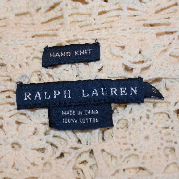 Hand Knit Ralph Lauren Crochet Cardigan Size Small - Picture 8 of 8